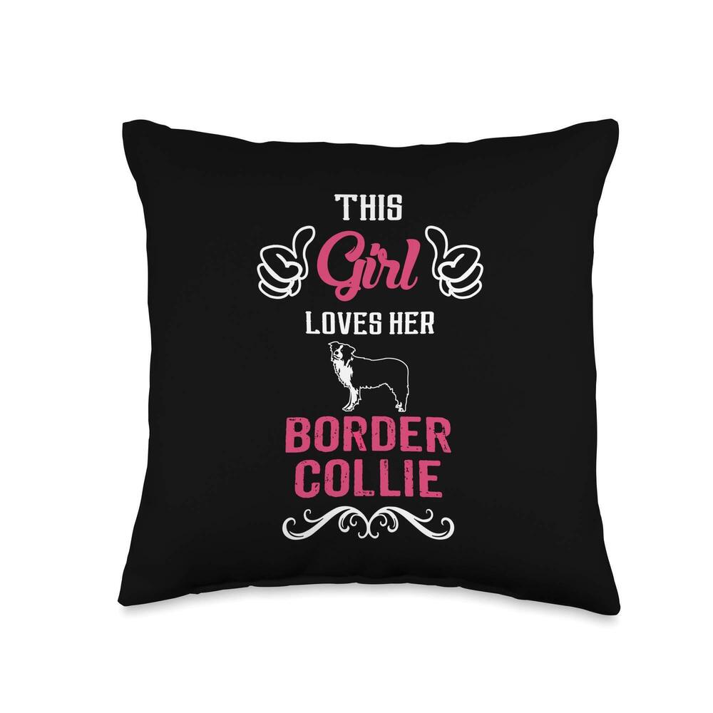 8755 This Girl Loves Her Border Collie Dog Mom Throw Pillow